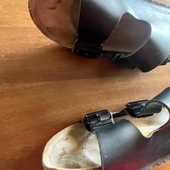 Birkenstock‎ Arizona 39 Black Soft Leather With Heel Strap *Worn See photos - Picture 9 of 11